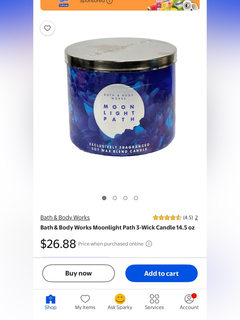 Bath & Body Works Moonlight Path Scented Candle 3 Wick - Picture 2 of 4